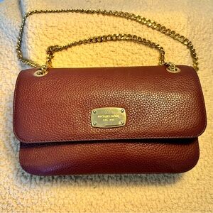 Vintage Michael Kors Maroon Leather Crossbody Bag